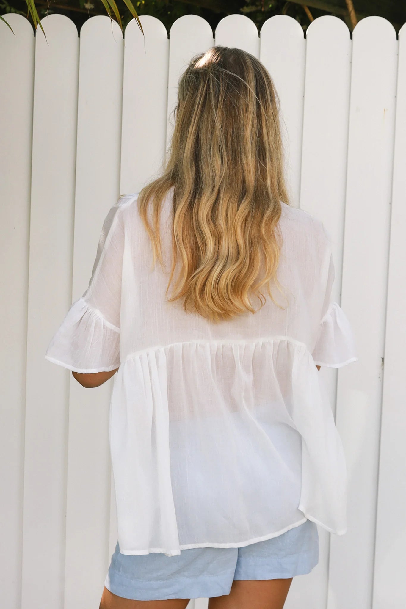 Oversized Boho Top Top White