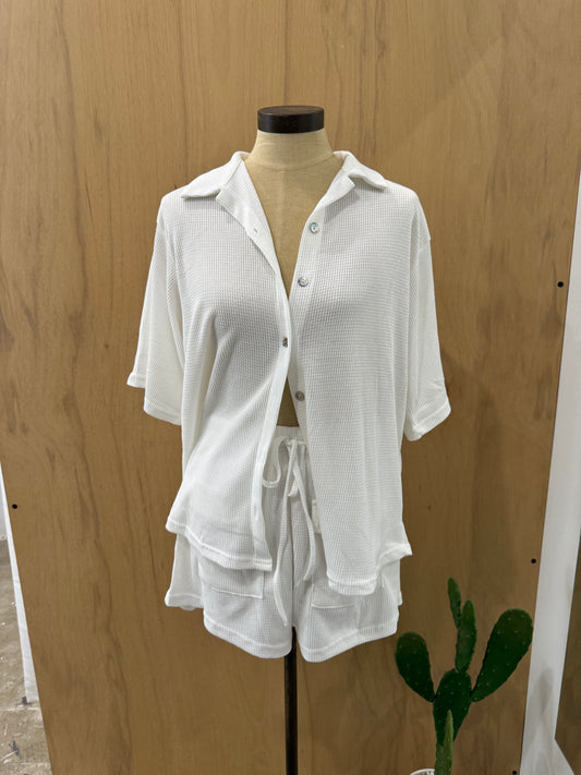 By Frankie Waffle Knit Set – White